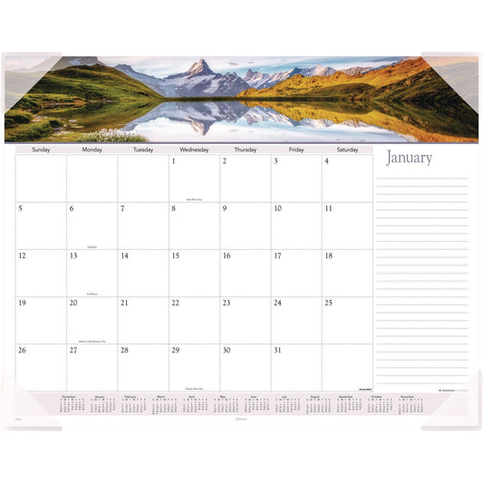 AT-A-GLANCE® Landscape Panoramic Desk Pad, Landscapes Photography, 22 x 17, White Sheets, Clear Corners, 12-Month (Jan to Dec): 2025