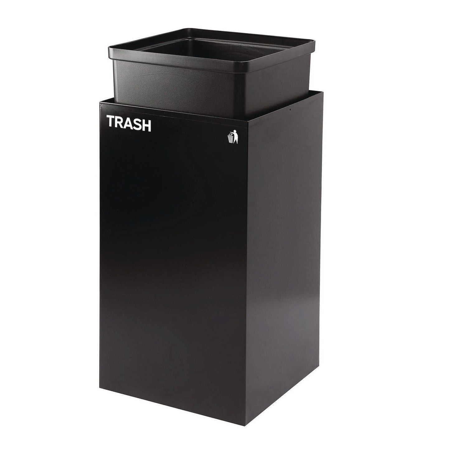 Alpine Industries 29 Gallon Trash/Recycling Cans, Steel, Green Recycling Can with Square Lid, Black Trash Can with Square Lid