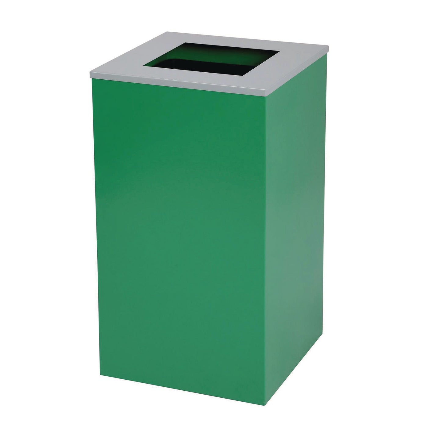 Alpine Industries 29 Gallon Trash/Recycling Cans, Steel, Green Recycling Can with Square Lid, Black Trash Can with Square Lid