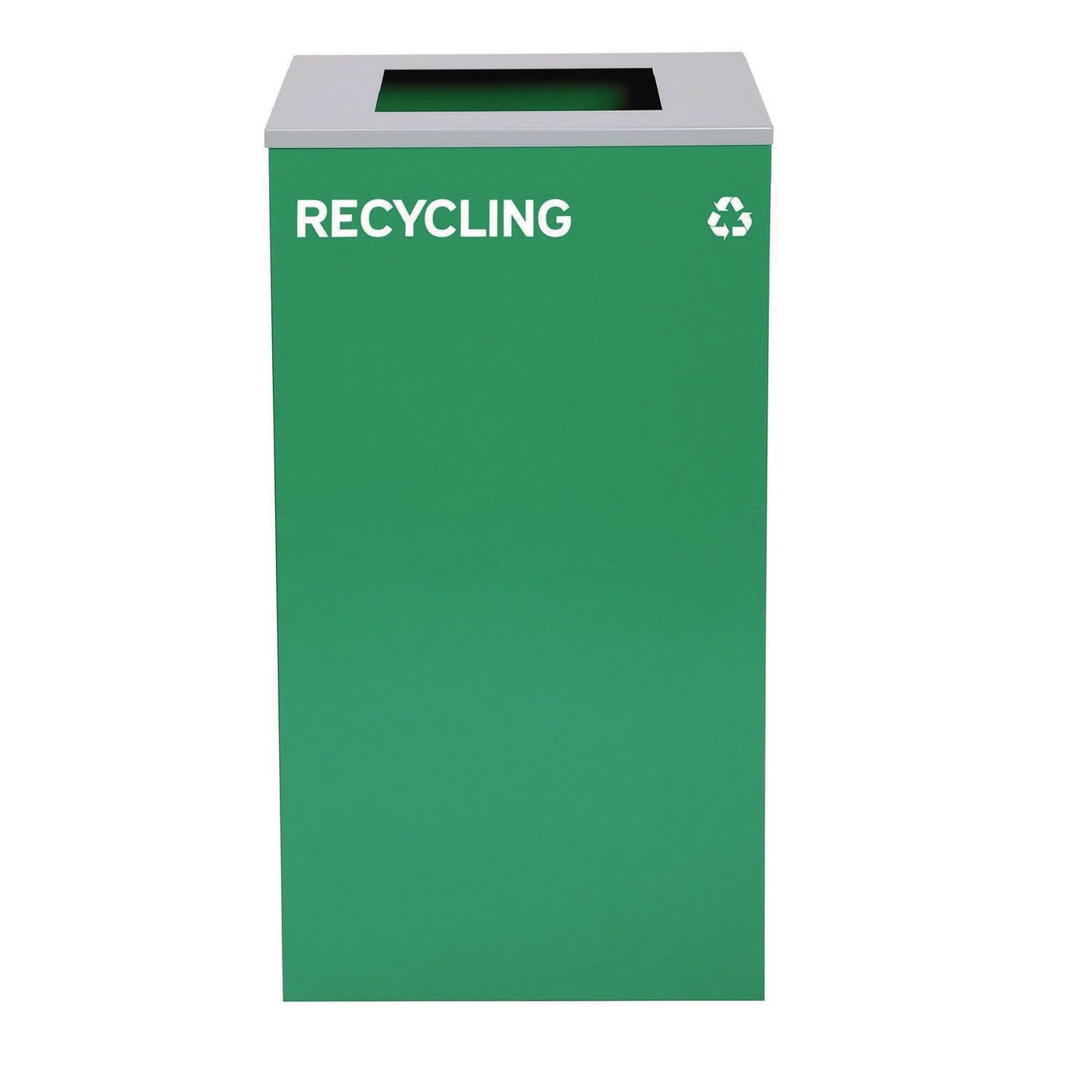 Alpine Industries 29 Gallon Trash/Recycling Cans, Steel, Green Recycling Can with Square Lid, Black Trash Can with Square Lid