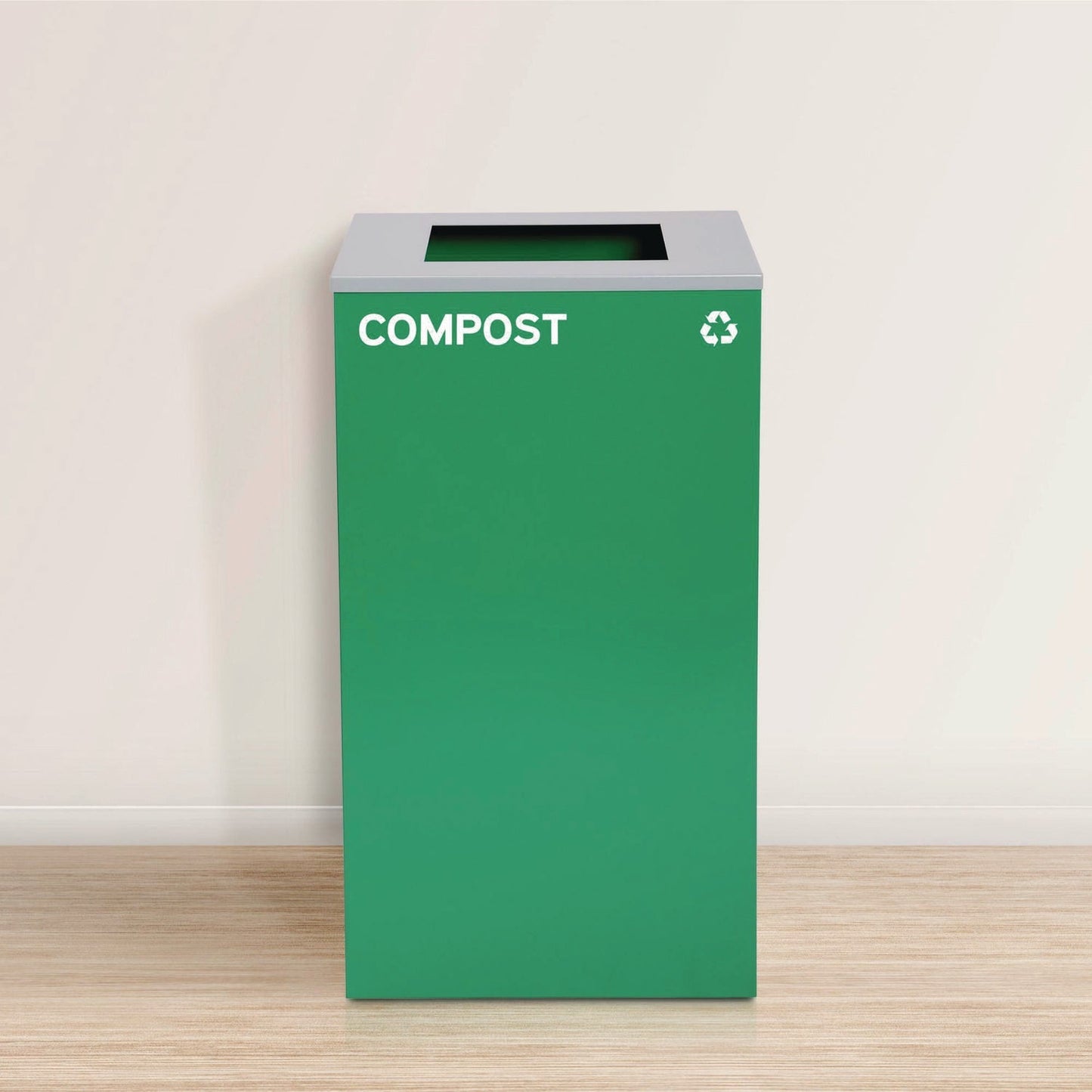 Alpine Industries 29 Gallon Trash/Recycling Cans, Steel, Green Compost Can with Square Lid, Black Trash Can with Square Lid