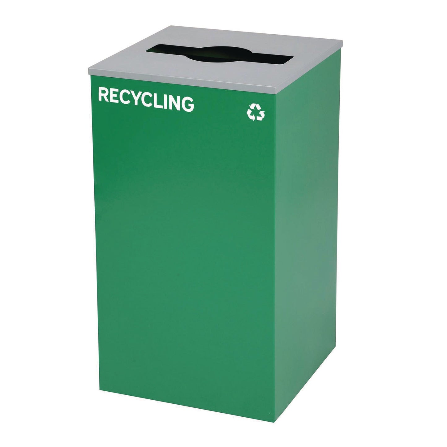 Alpine Industries 29 Gallon Trash/Recycling Cans, Steel, Green Recycling Can with Mixed Lid, Black Trash Can with Square Lid