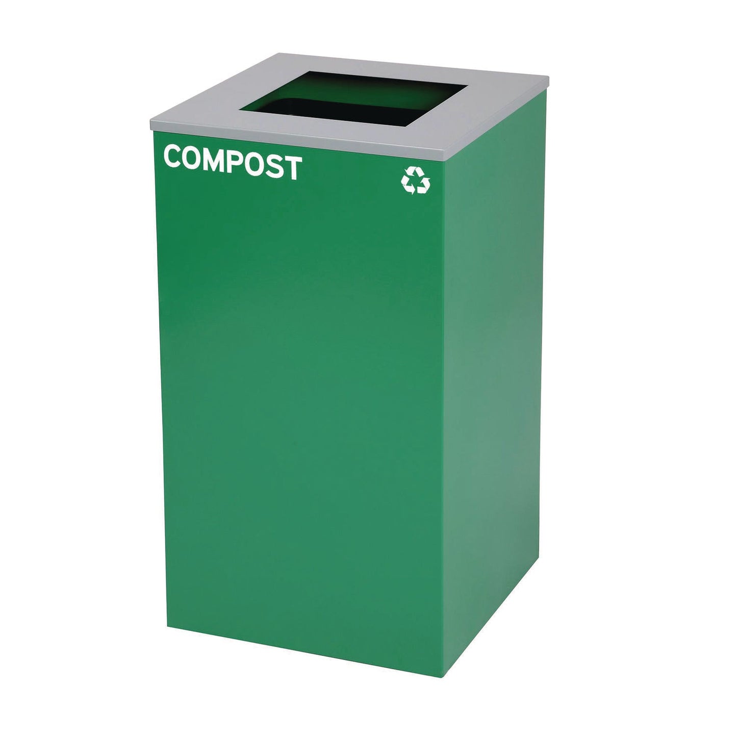Alpine Industries 29 Gallon Trash/Recycling Cans, Steel, Blue Cans/Bottles Recycling Can, Green Compost Can, Black Trash Can with Square Lids