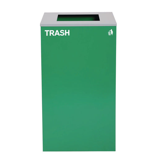 Alpine Industries 29 Gallon Trash/Recycling Cans, Steel, Green Trash Can with Square Lid