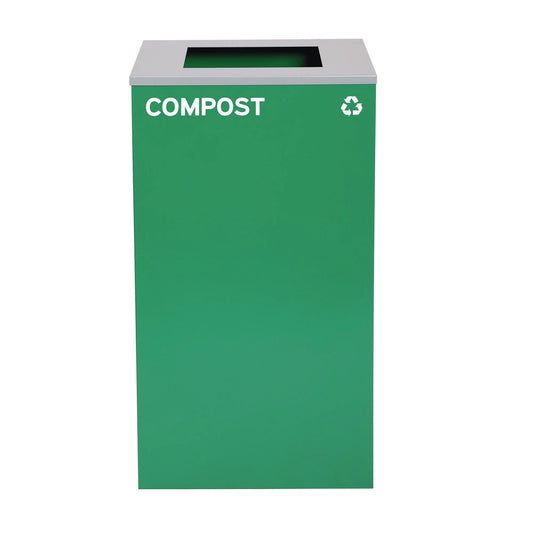 Alpine Industries 29 Gallon Trash/Recycling Cans, Steel, Green Compost Can with Square Lid