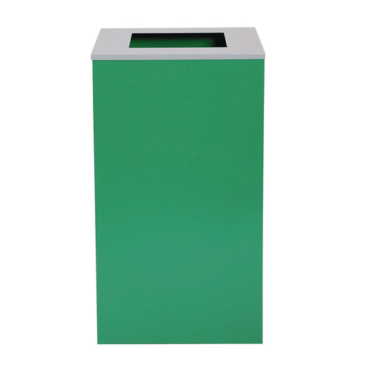 Alpine Industries 29 Gallon Trash/Recycling Cans, Steel, Green Can with Square Lid