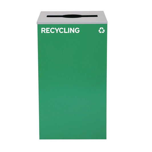 Alpine Industries 29 Gallon Trash/Recycling Cans, Steel, Green Recycling Can with Mixed Lid