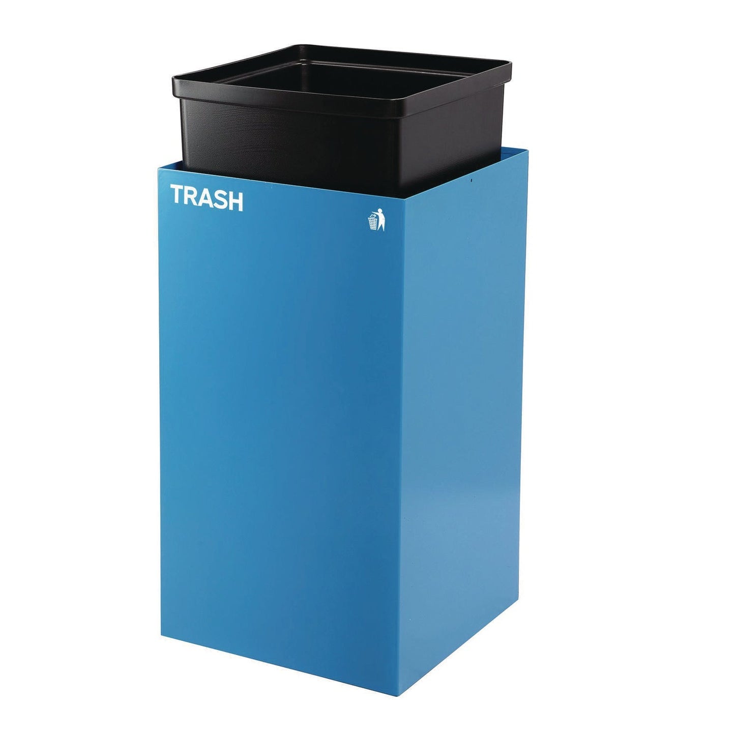 Alpine Industries 29 Gallon Trash/Recycling Cans, Steel, Blue Trash Can with Square Lid