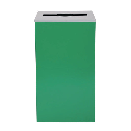 Alpine Industries 29 Gallon Trash/Recycling Cans, Steel, Green Can with Mixed Lid