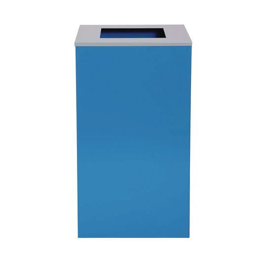 Alpine Industries 29 Gallon Trash/Recycling Cans, Steel, Blue Can with Square Lid