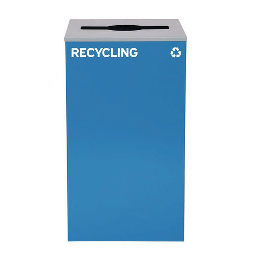 Alpine Industries 29 Gallon Trash/Recycling Cans, Steel, Blue Recycling Can with Mixed Lid