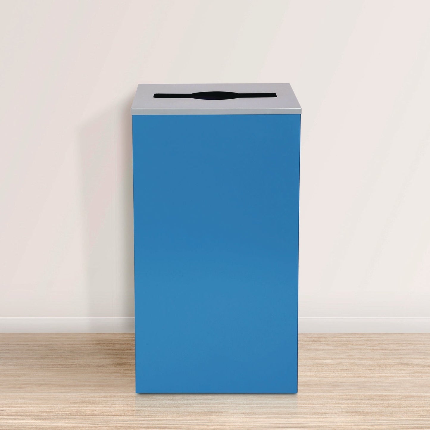 Alpine Industries 29 Gallon Trash/Recycling Cans, Steel, Blue Can with Mixed Lid