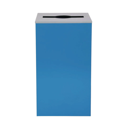 Alpine Industries 29 Gallon Trash/Recycling Cans, Steel, Blue Can with Mixed Lid