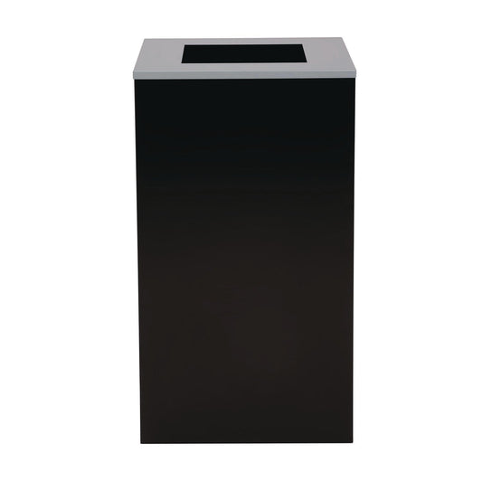 Alpine Industries 29 Gallon Trash/Recycling Cans, Steel, Black Can with Square Lid
