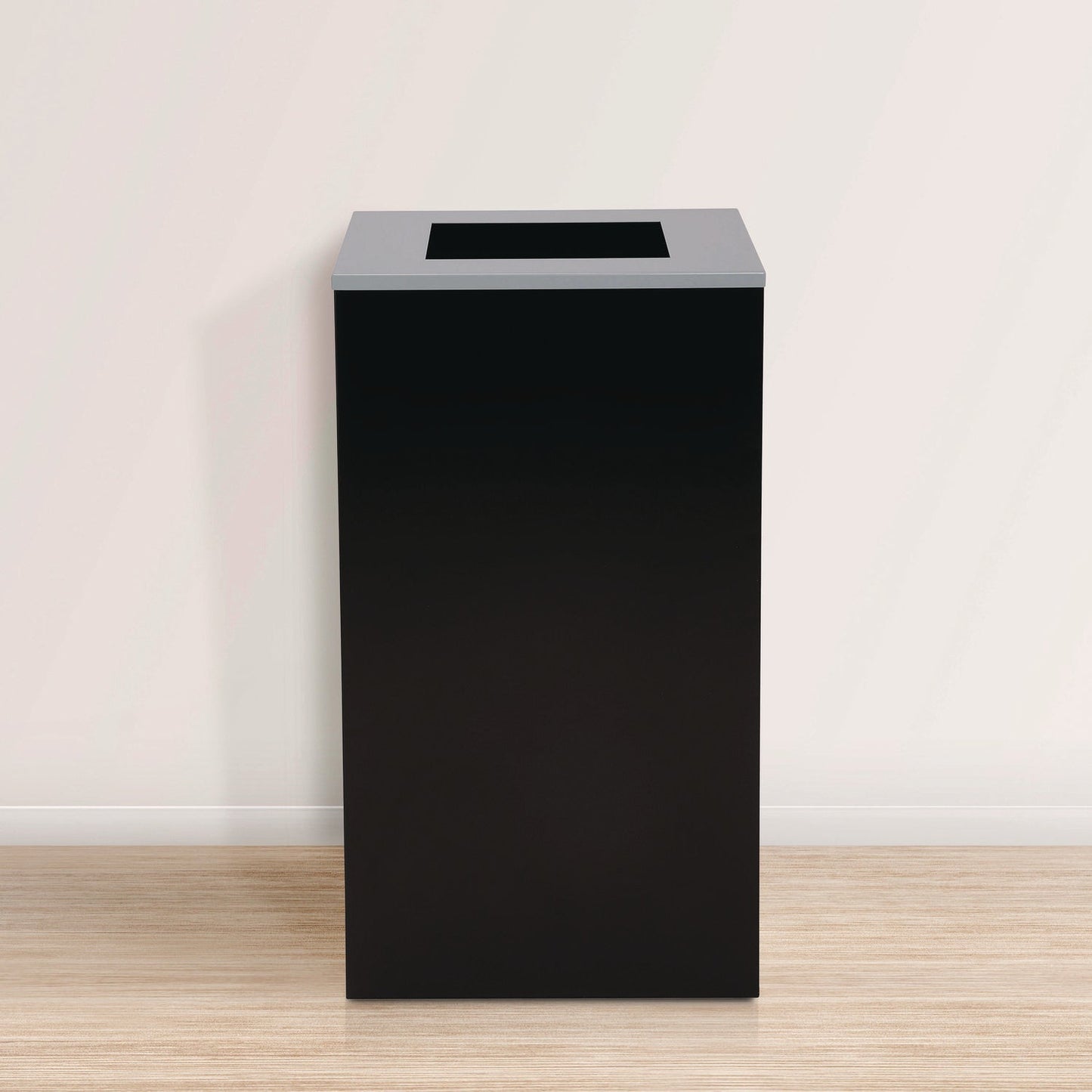 Alpine Industries 29 Gallon Trash/Recycling Cans, Steel, Black Can with Square Lid