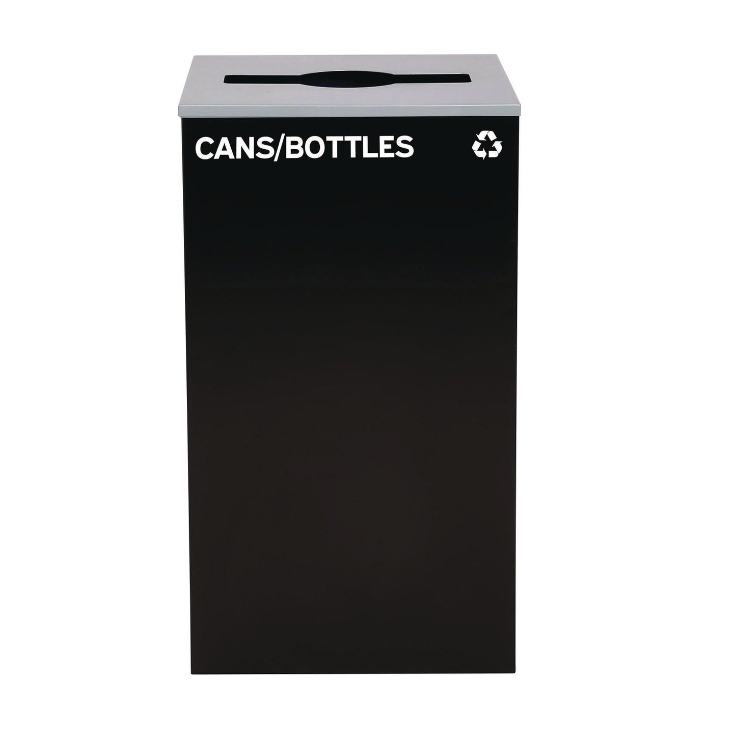 Alpine Industries 29 Gallon Trash/Recycling Cans, Steel, Black Cans/Bottles Recycling Can with Mixed Lid