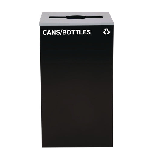 Alpine Industries 29 Gallon Trash/Recycling Cans, Steel, Black Cans/Bottles Recycling Can with Mixed Lid