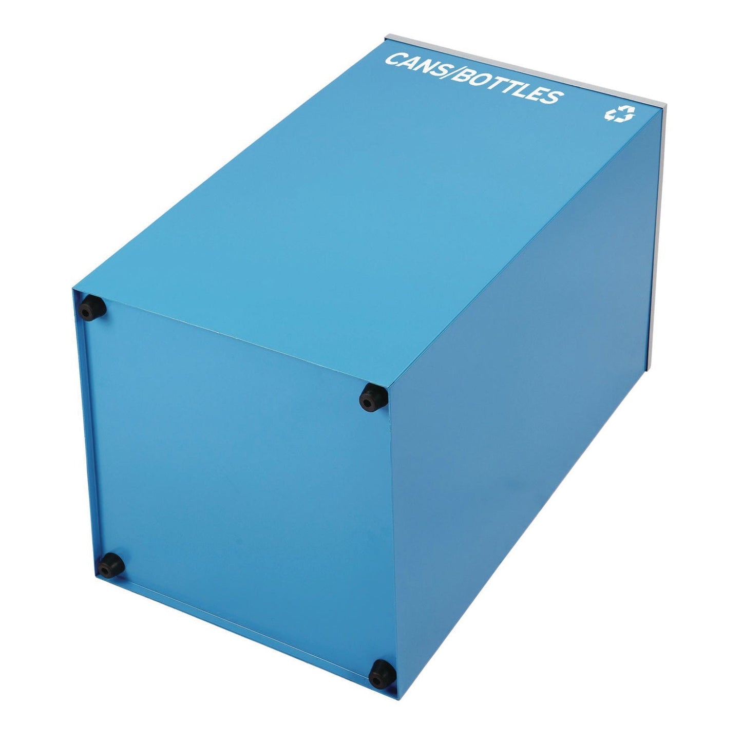 Alpine Industries 29 Gallon Trash/Recycling Cans, Steel, Blue Cans/Bottles Recycling w/Circle Lid, Green Compost w/Mixed Lid, BK Trash w/Sq Lid