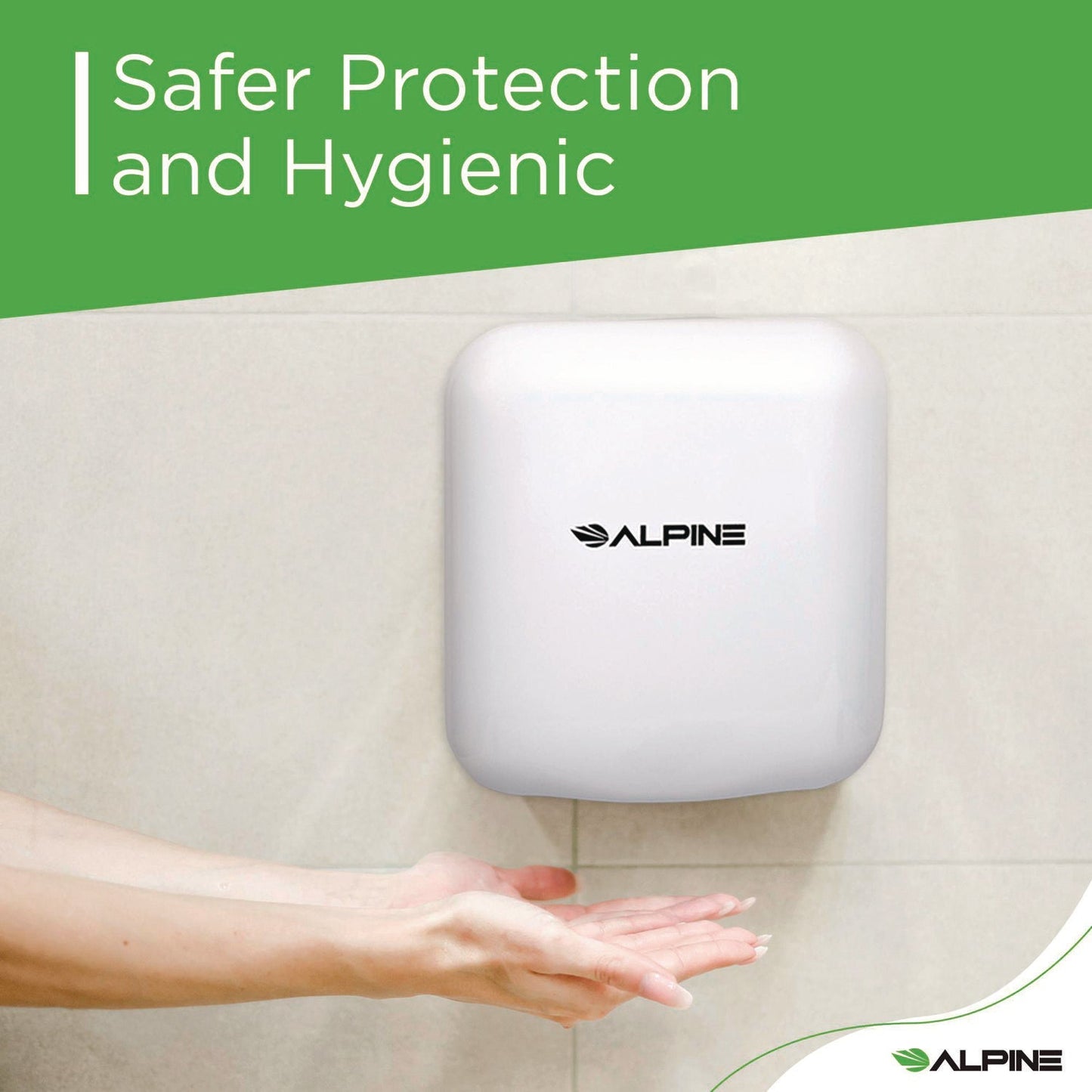 Alpine Industries Hemlock Commercial 220V Automatic Hand Dryer, 6.68 x 11.41 x 12.31, Stainless Steel, White