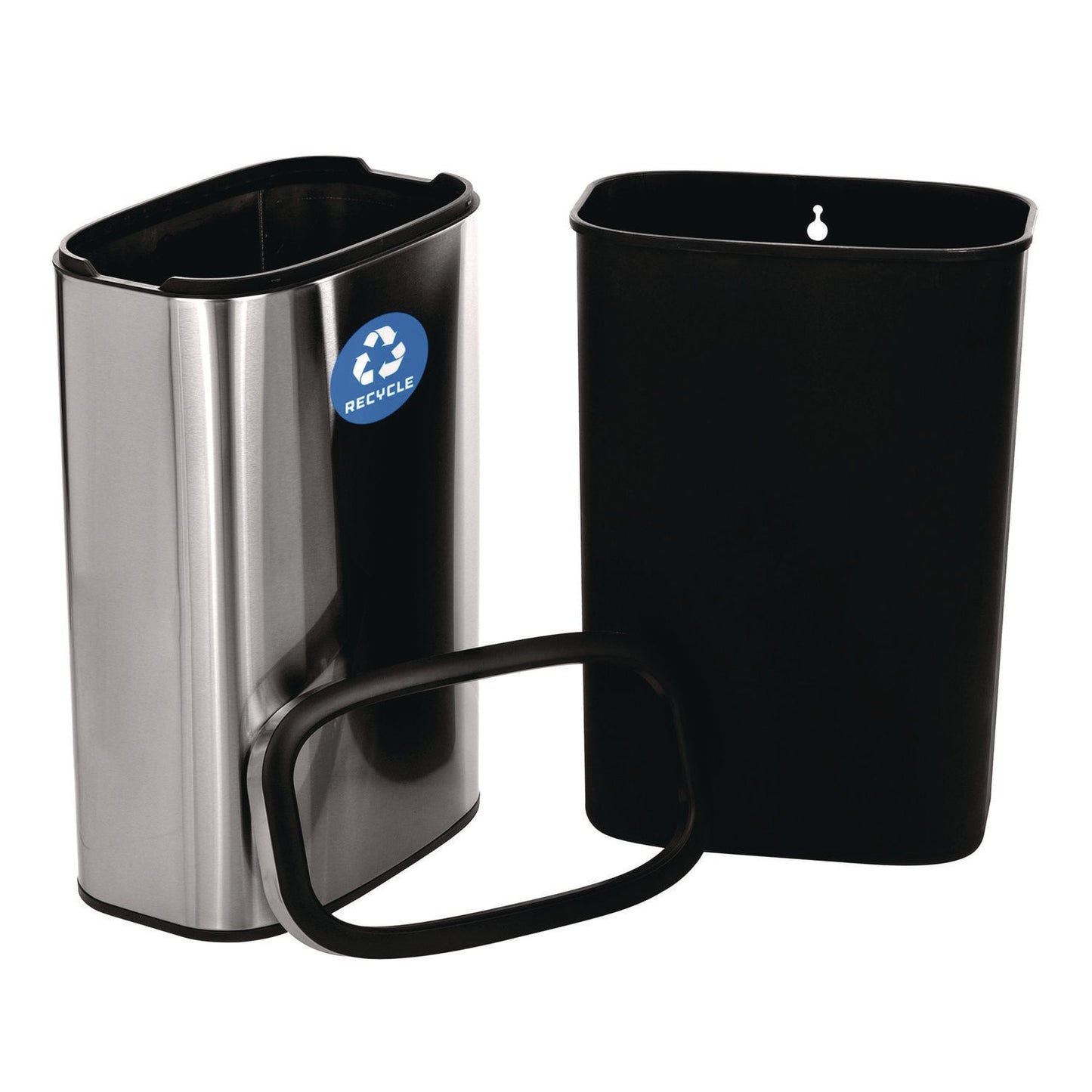 Alpine Industries 10.5 Gallon Slim Recycling Can, Brushed Stainless Steel
