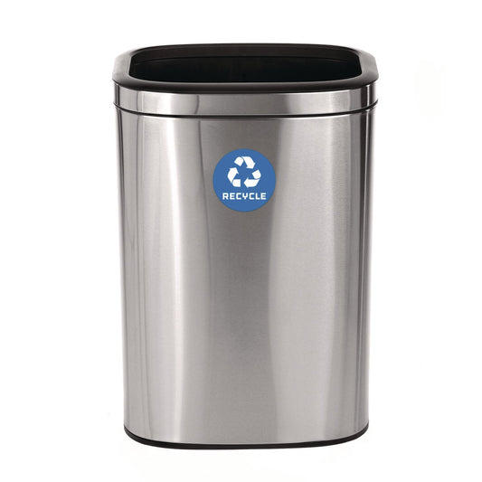 Alpine Industries 10.5 Gallon Slim Recycling Can, Brushed Stainless Steel