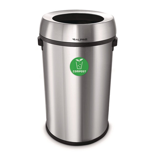 Alpine Industries 17 Gallon Stainless Steel Open Top Compost Station