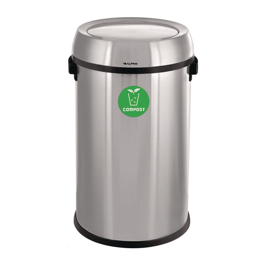 Alpine Industries 17 Gallon Stainless Steel Indoor Compost Receptacle with Swivel Lid