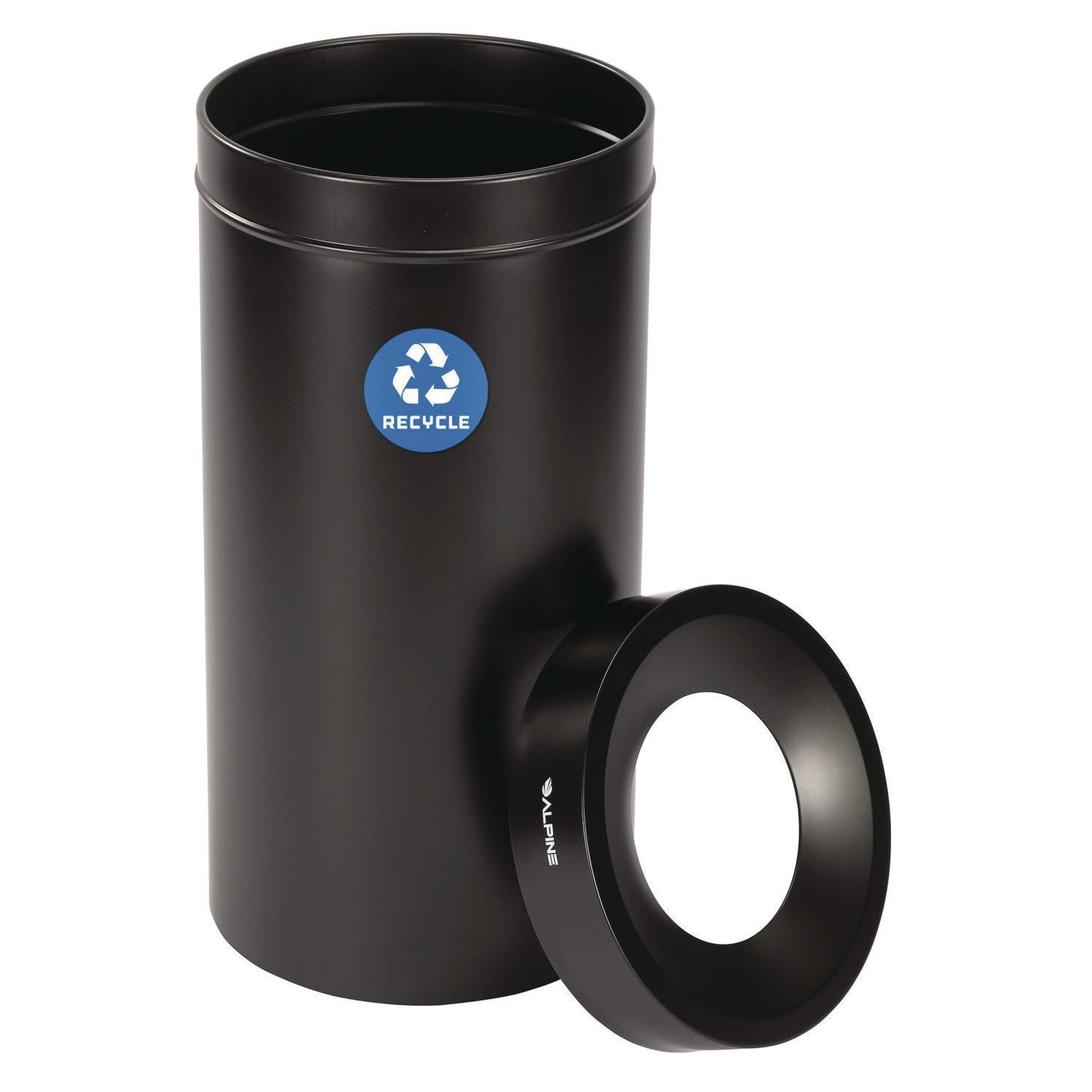 Alpine Industries 27 Gallon Stainless Steel Recycling Can, Black