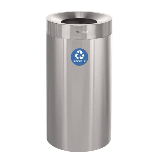 Alpine Industries 27 Gallon Stainless Steel Recycling Can, Brushed Stainless Steel