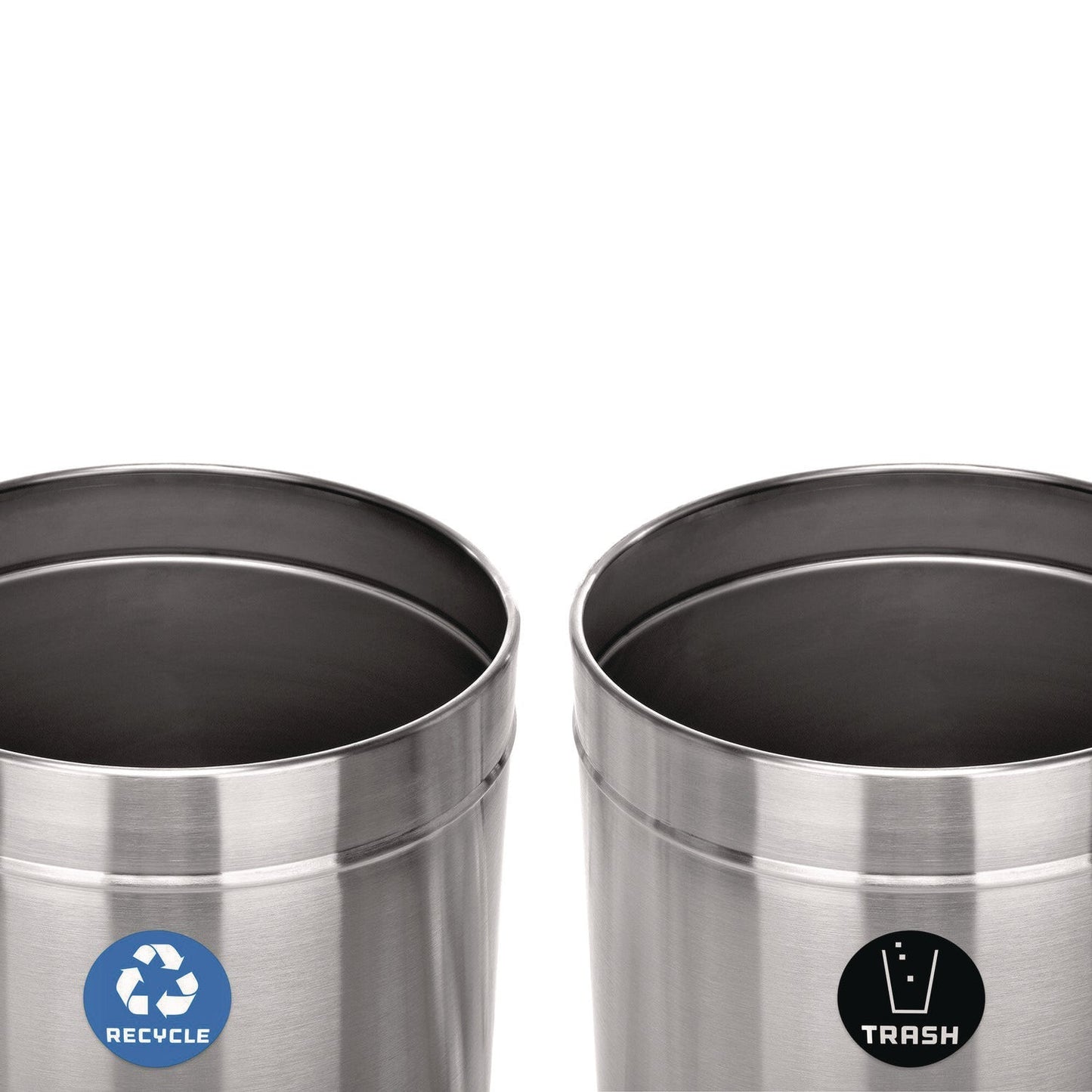 Alpine Industries 27 Gallon Stainless Steel Recycling Can and Trash Receptacle, Brushed Stainless Steel