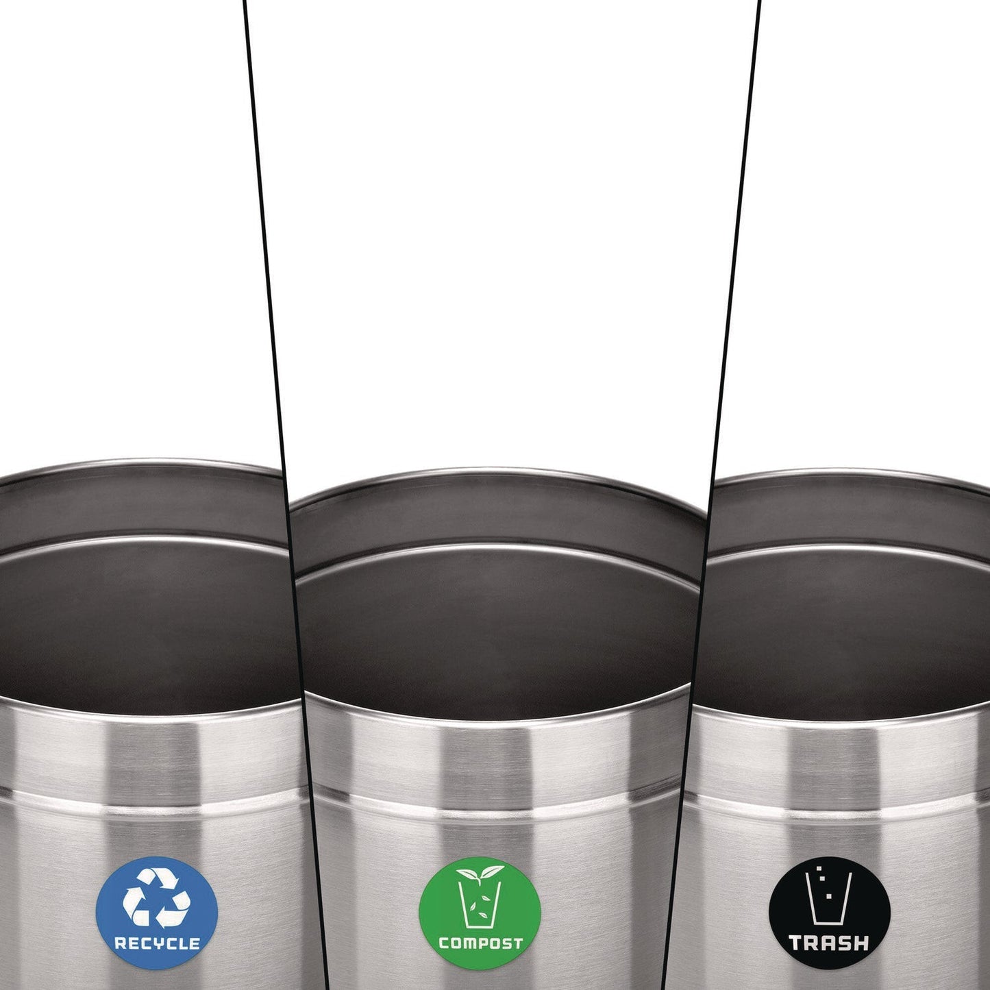 Alpine Industries 27 Gallon Stainless Steel Compost Bin, Recycling Can and Trash Receptacle, Brushed Stainless Steel
