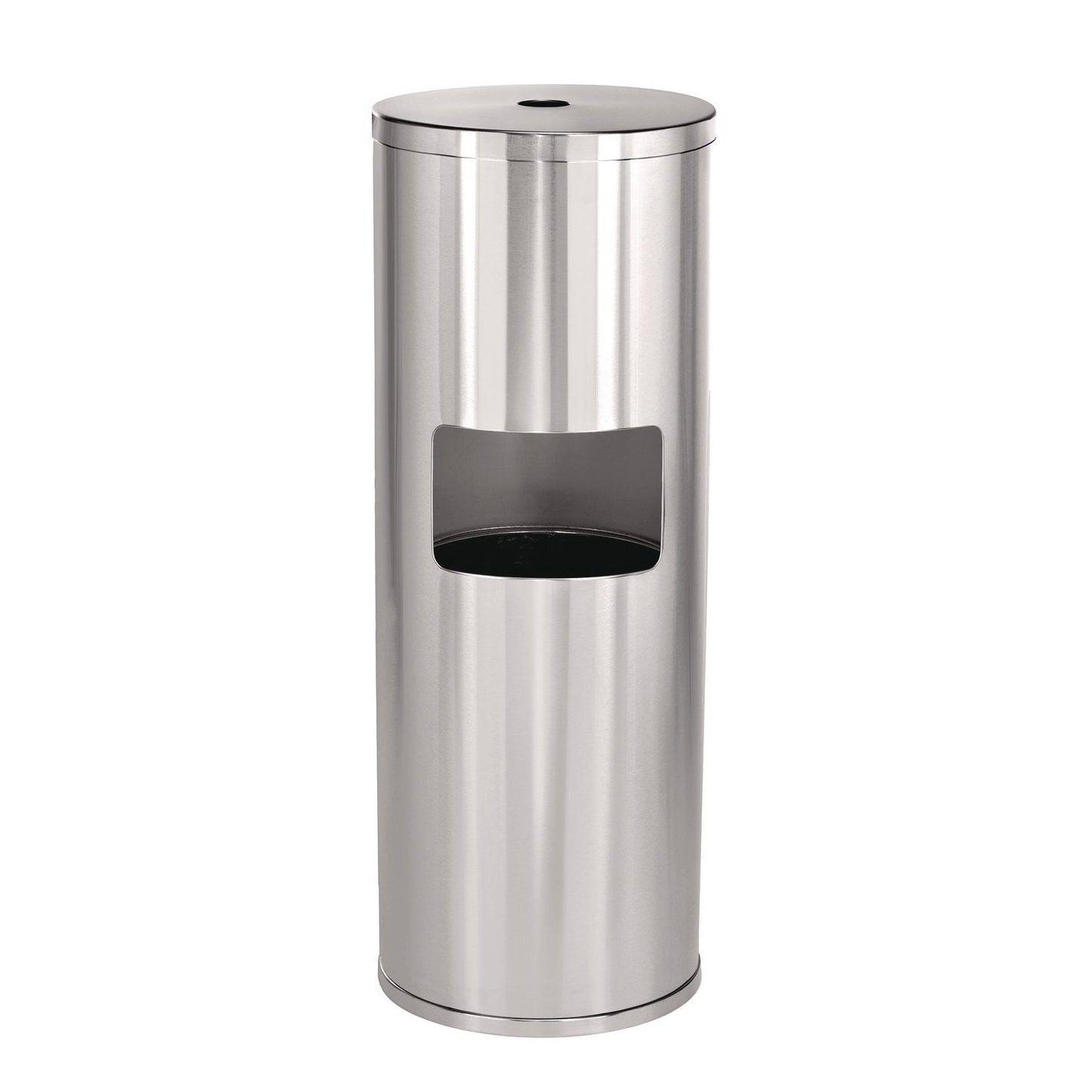 Alpine Industries Stainless Steel 7 Gal Trash Can with Gym Disinfecting Wipes Dispenser