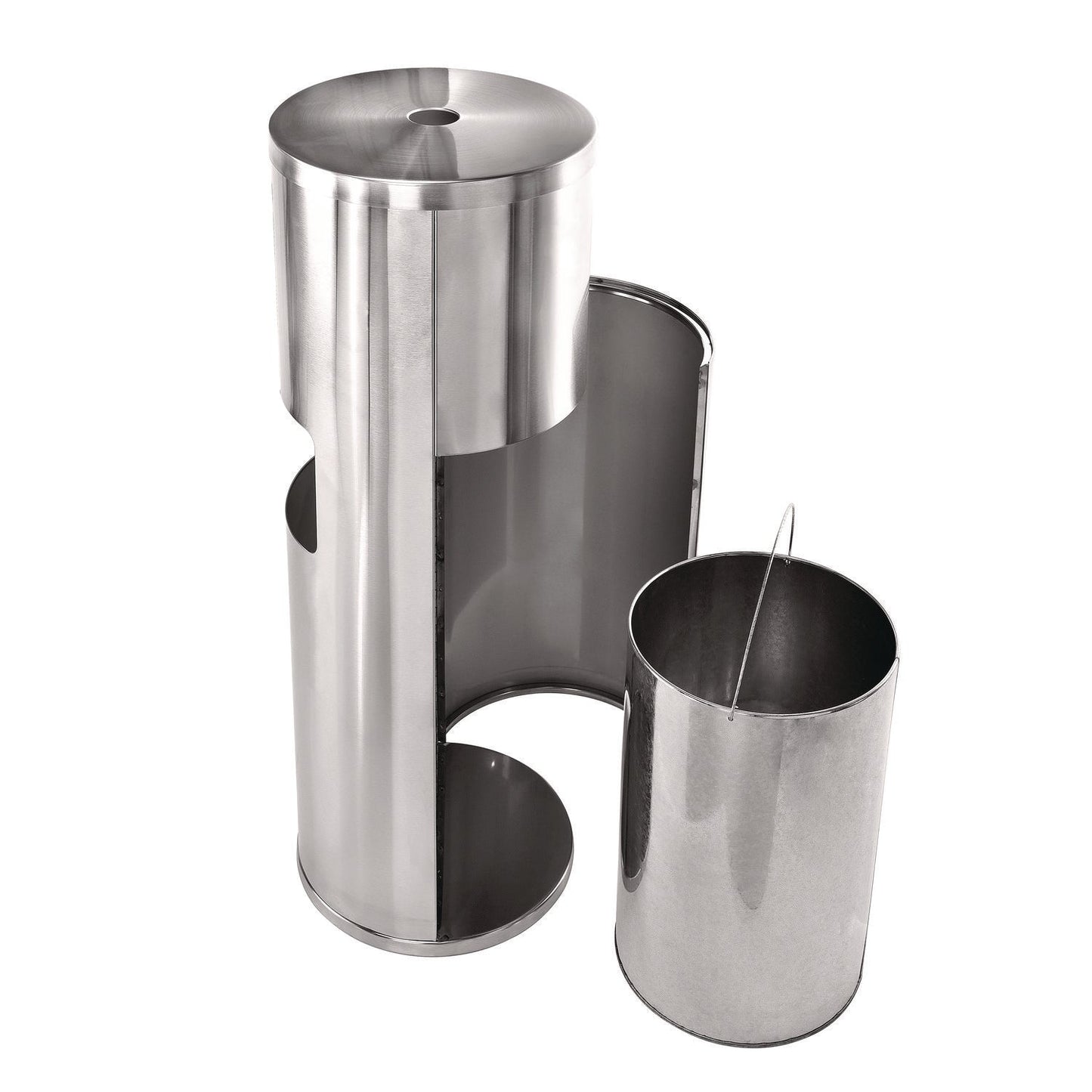 Alpine Industries Stainless Steel 7 Gal Trash Can with Gym Disinfecting Wipes Dispenser