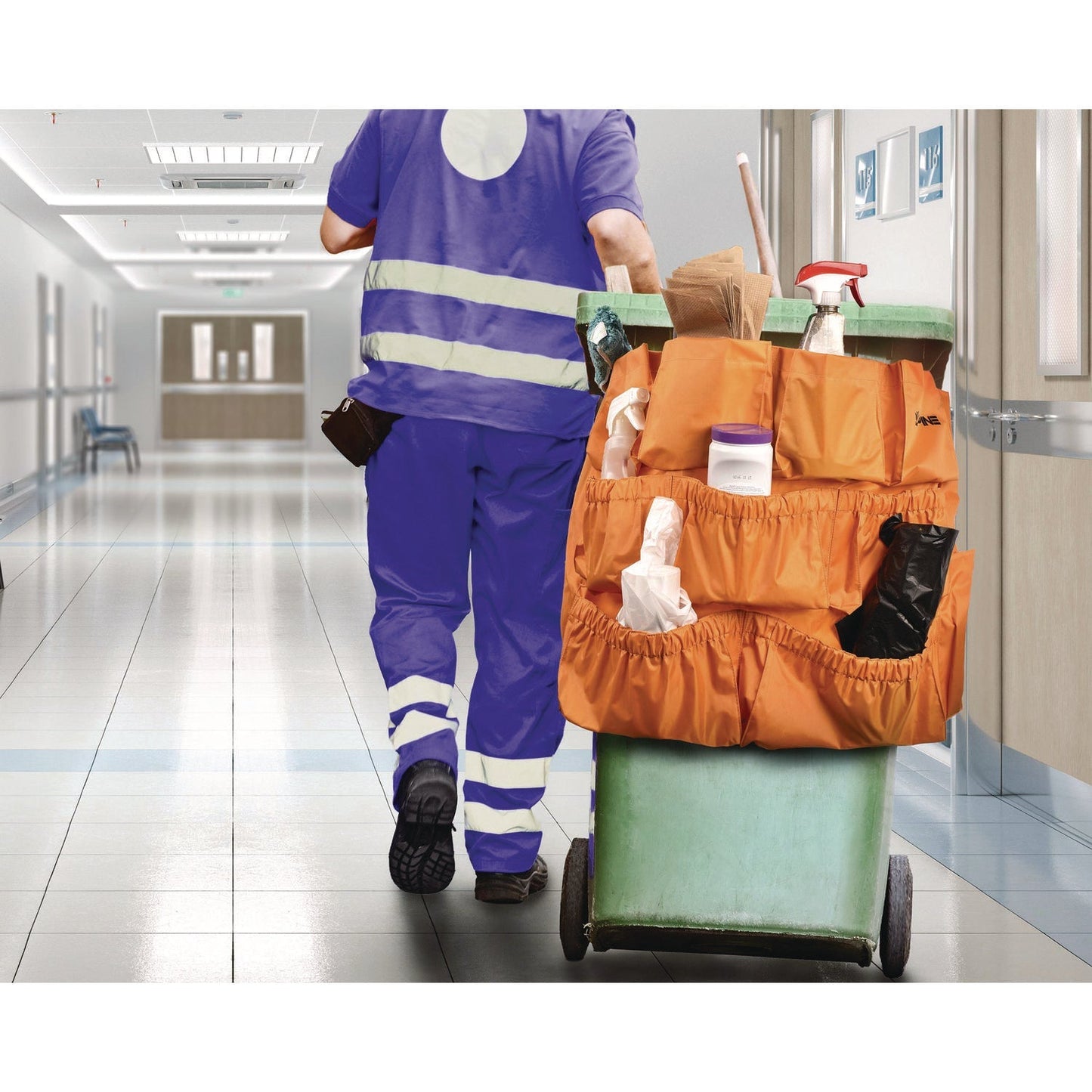 Alpine Industries 12-Pocket Trash Can Caddy Bag, 12 Compartments, Orange
