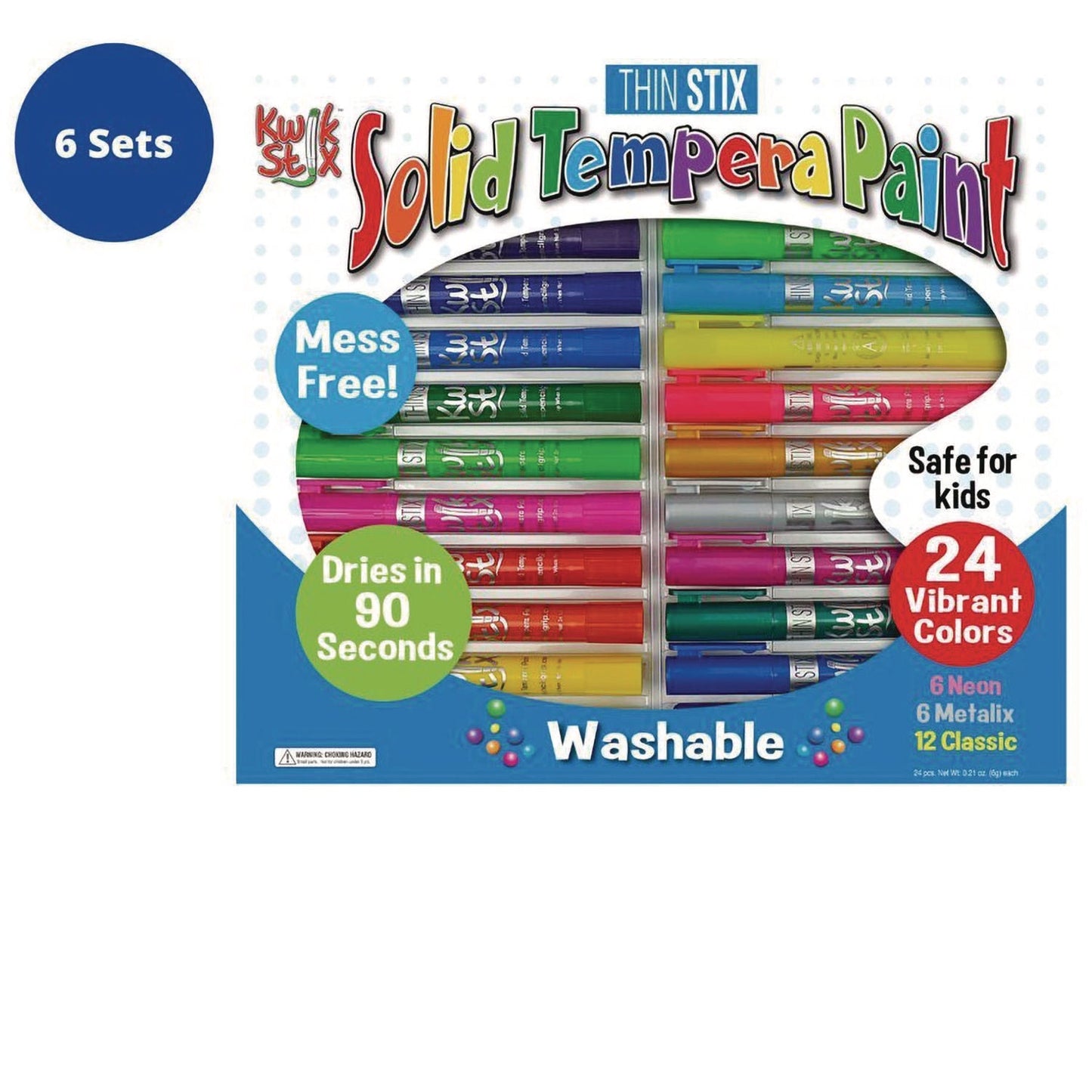 TPG Creations™ Thin Stix Tempera Paint Set, 12 Assorted Metallic Colors, 24/Set, 6 Sets/Carton
