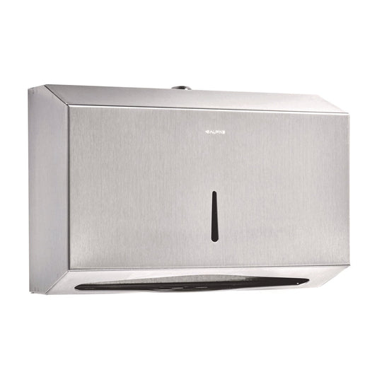 Alpine Industries Horizontal C-Fold/Multi-Fold Paper Towel Dispenser, 7.08 x 3.93 x 10.82, Brushed Nickel