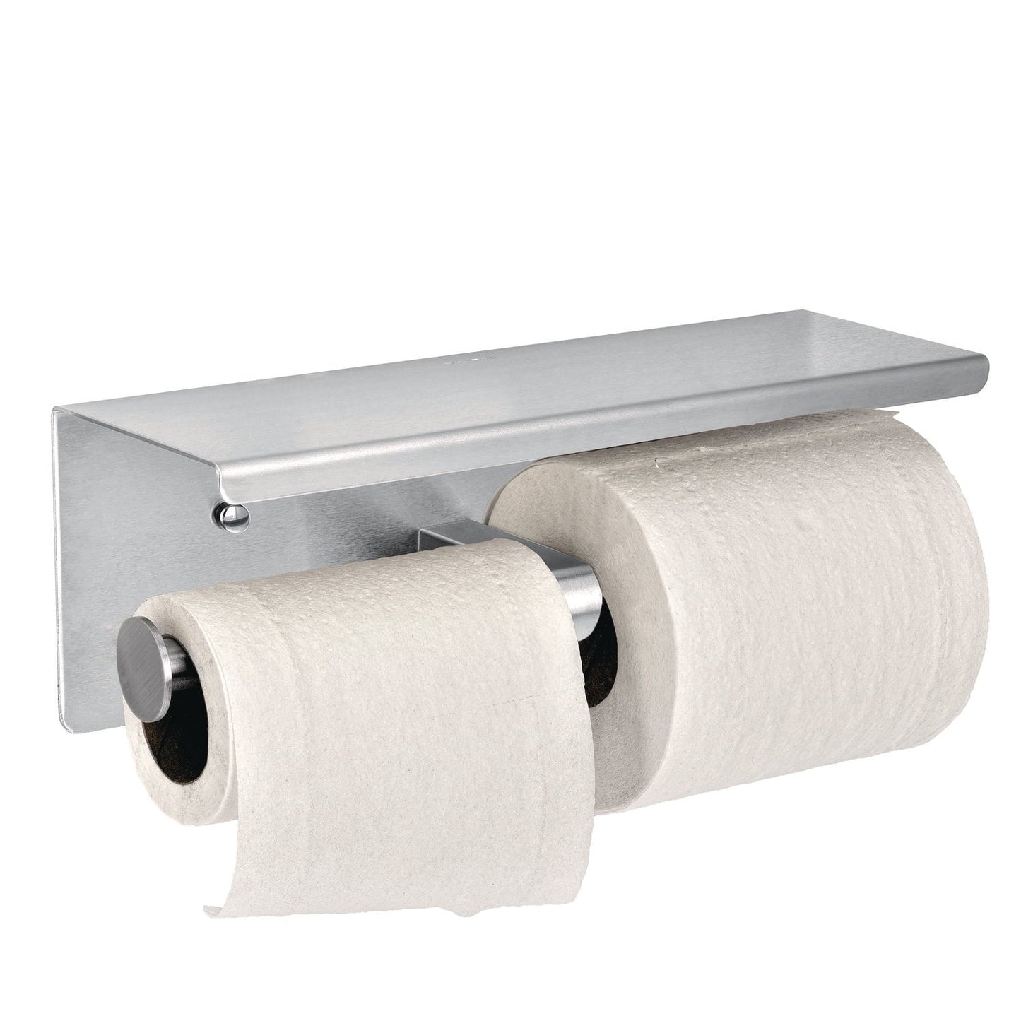 Alpine Industries Double Post Toilet Paper Holder with Shelf Storage Rack, 3.87 x 10.5 x 3.95, Brushed Stainless Steel