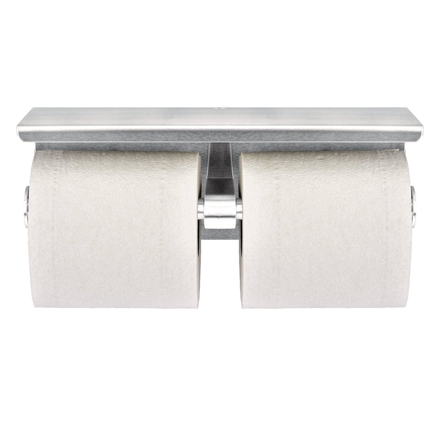 Alpine Industries Double Post Toilet Paper Holder with Shelf Storage Rack, 3.87 x 10.5 x 3.95, Brushed Stainless Steel