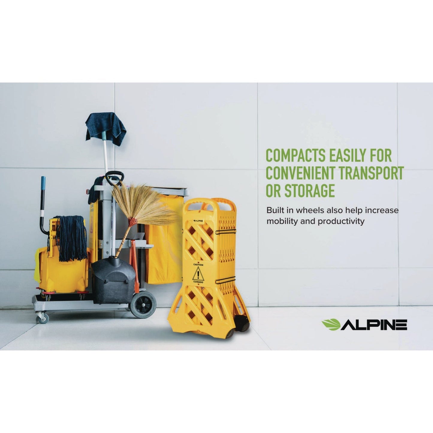 Alpine Industries Expandable Portable Fence Barrier Safety Barricade, Plastic, 1.97 x 153.54 x 39.76, Yellow