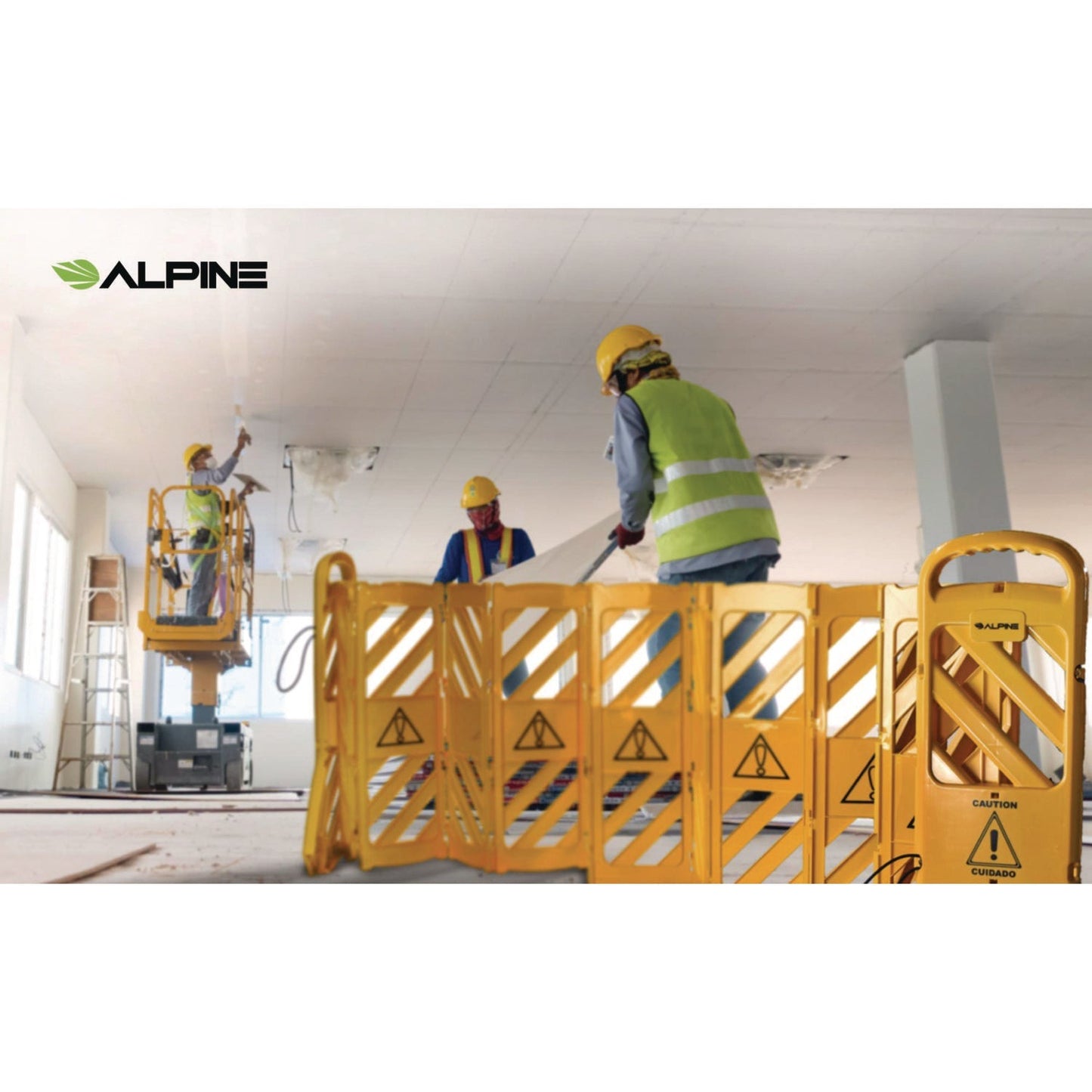 Alpine Industries Expandable Portable Fence Barrier Safety Barricade, Plastic, 1.97 x 153.54 x 39.76, Yellow