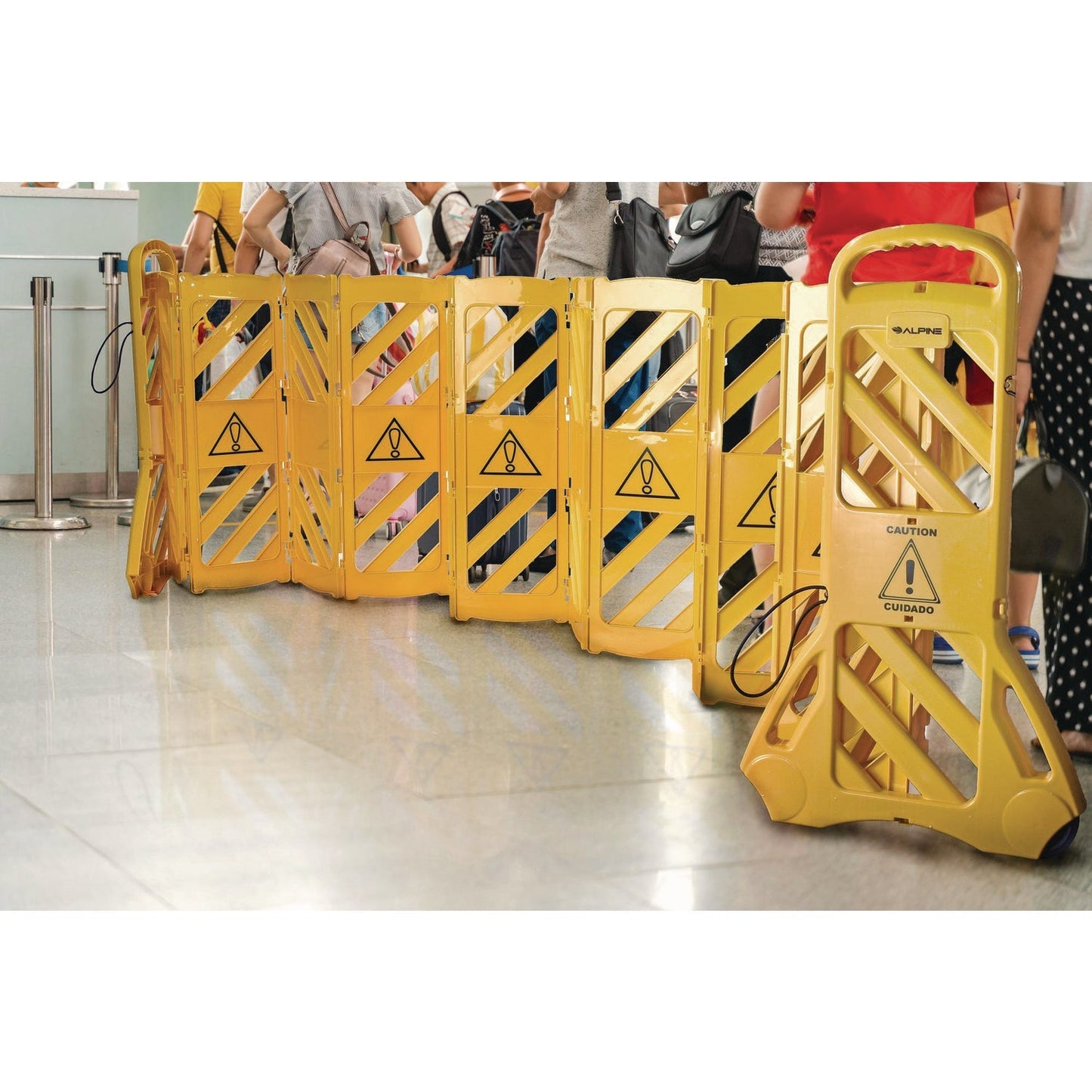 Alpine Industries Expandable Portable Fence Barrier Safety Barricade, Plastic, 1.97 x 153.54 x 39.76, Yellow