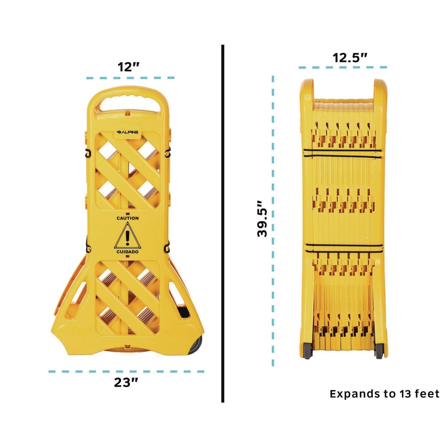 Alpine Industries Expandable Portable Fence Barrier Safety Barricade, Plastic, 1.97 x 153.54 x 39.76, Yellow