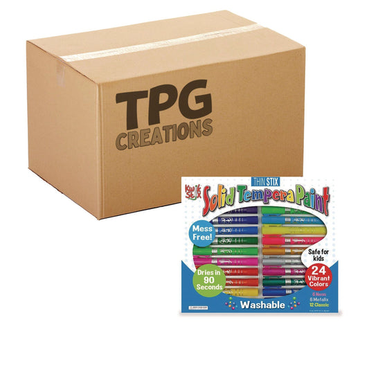 TPG Creations™ Thin Stix Tempera Paint Set, 12 Assorted Metallic Colors, 24/Set, 6 Sets/Carton