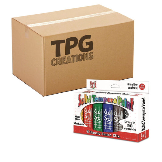 TPG Creations™ Kwik Stick Tempera Paint, 6 Assorted Classic Colors, 6/Pack, 12 Packs/Carton