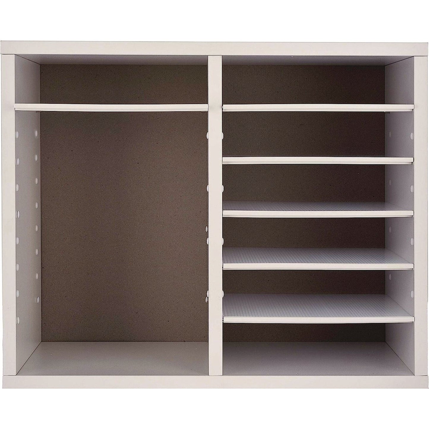 AdirOffice Wood Adjustable 12 Compartment Literature Organizer, 12 Sections, Letter Size, 20 x 11.8 x 16.3, White