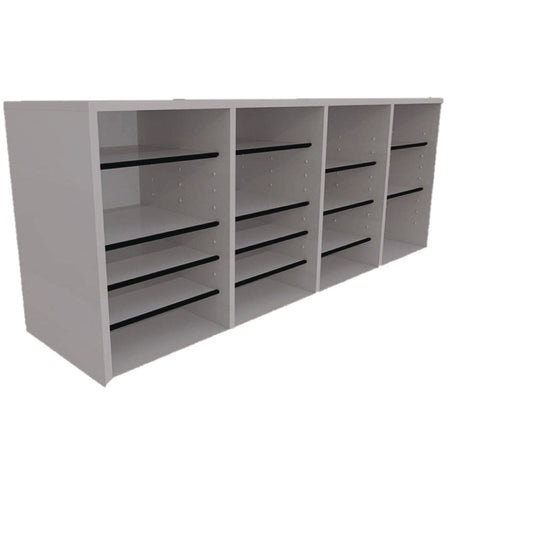 AdirOffice Wood Adjustable 24 Compartment Literature Organizer, 24 Sections, Letter Size, 39.3 x 11.8 x 16.3, White