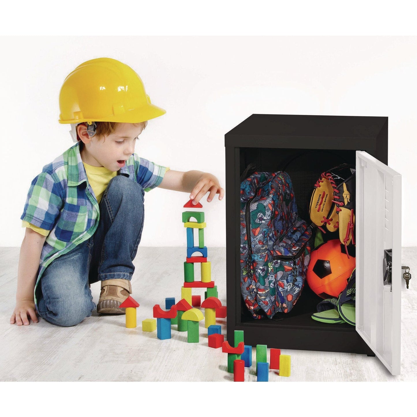 AdirOffice Steel Storage Locker, 1 Compartment, 15 x 15 x 24, Black Body/White Doors