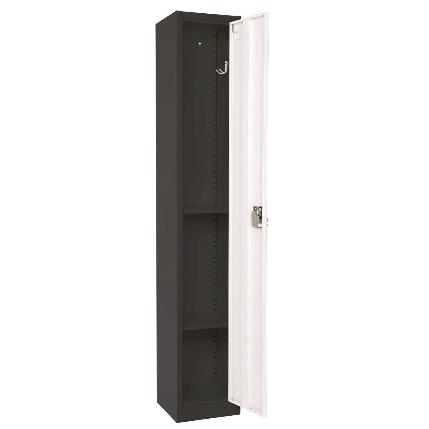 AdirOffice Steel Storage Locker, 1 Compartment, 12 x 12 x 72, Black Body/White Doors