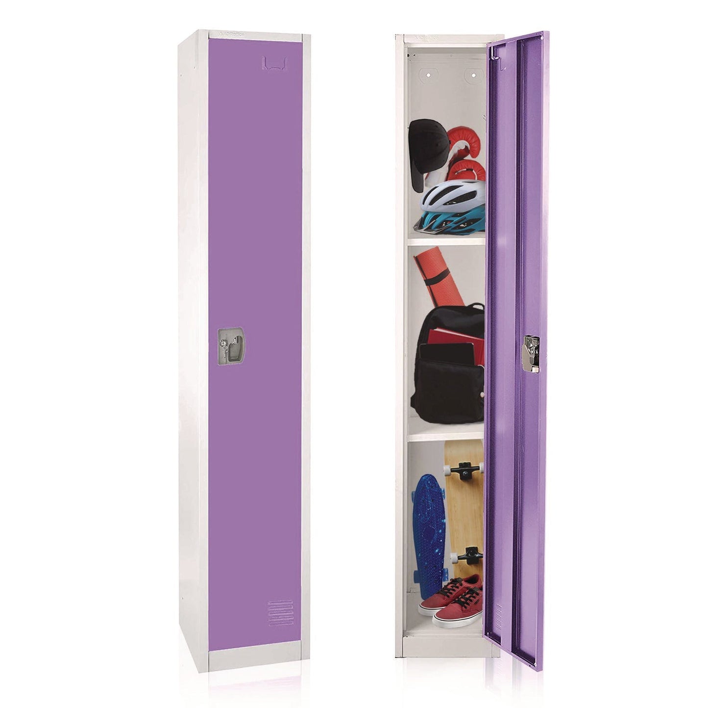 AdirOffice Steel Storage Locker, 1 Compartment, 12 x 12 x 72, Purple