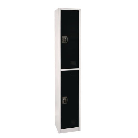 AdirOffice Steel Storage Locker, 2 Compartment, 12 x 12 x 72, Black